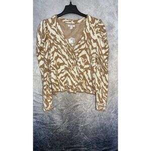 Nine‎ West Animal Print Cropped Cardigan Puffed Sleeves Women’s XL New W/tags